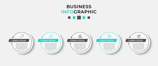 矢量信息图形设计业务模板与图标和5个选项或步骤。可用于流程图，演示文稿，工作流布局，横幅，流程图，信息图图片下载