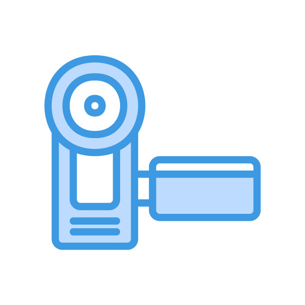 摄像机图标在蓝色风格关于多媒体图片下载