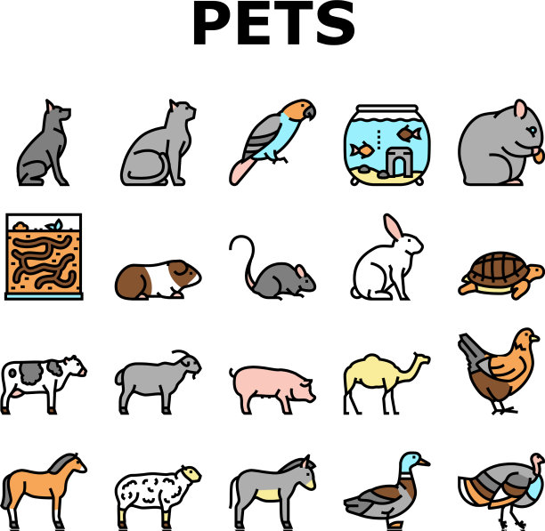 宠物家养动物收集图标设置图片下载