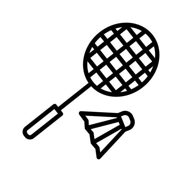 羽毛球平线图标。羽毛球拍、羽毛球等运动器材。轮廓标志的移动概念和网页设计，商店图片下载