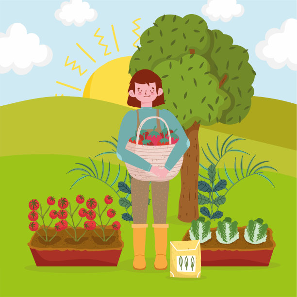 男孩园艺植物和食物图片下载