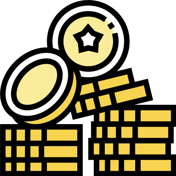 硬币堆经济视频游戏的颜色图标图片下载