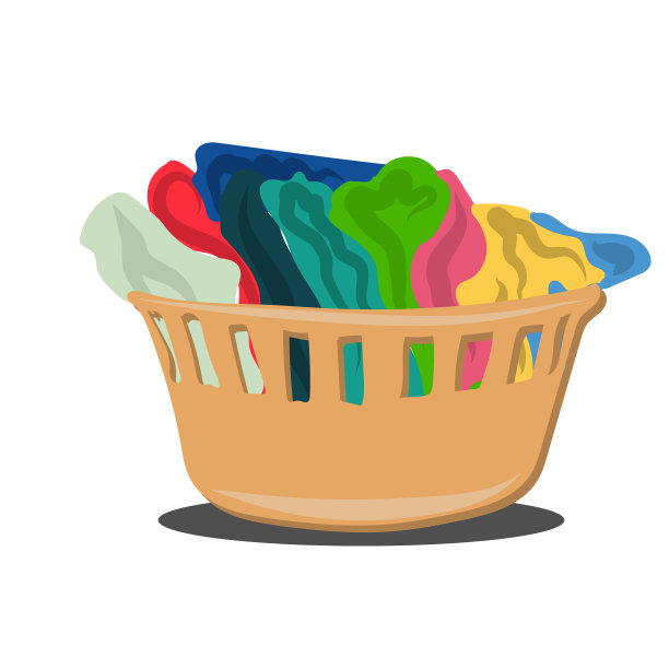 五颜六色的剪影洗衣篮堆的衣服图片下载