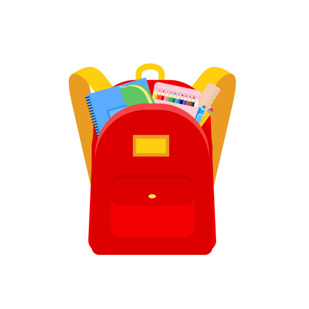 教室学校用品文具，铅笔盒，钢笔，成堆的书，照片写实文学，笔记本，笔记本教科书，书包，调色板和艺术刷子，彩色铅笔。矢量图图片下载
