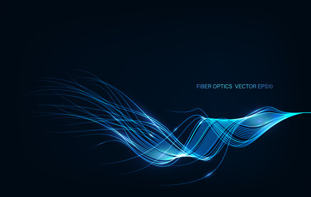 人工智能波线神经网络。矢量技术在概念上，光纤光源抽象背景。图片下载