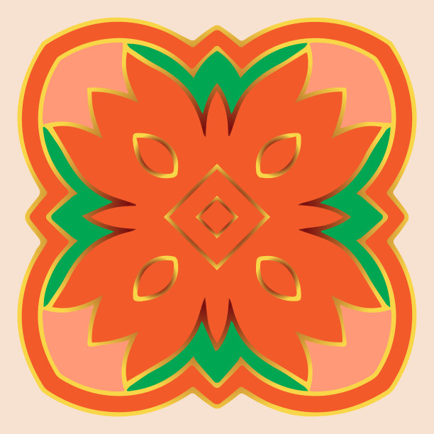 民族图案，东方曼荼罗中有一种装饰性的花卉风格。几何孤立元素在不同的颜色。模板图片下载