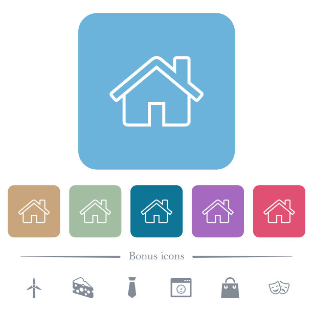 Home outline flat icons on color圆角方形背景图片下载