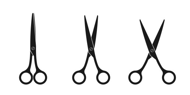 Scissior图标集。理发师或理发剪刀。理发或裁缝用具。矢量插图。图片下载