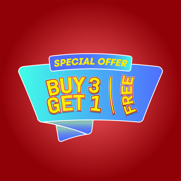 3d渲染的购买3得到1在红色的黑底eps 10图片下载