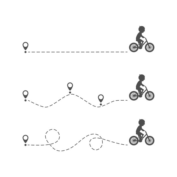 可爱的孩子骑自行车与开始位置别针。不同的孩子黑色的轮廓骑自行车。图片下载