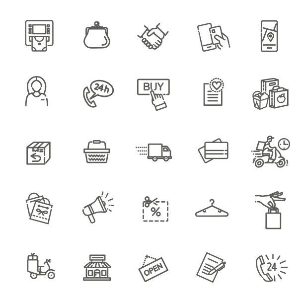 细线网络图标集-电子商务，购物图片下载