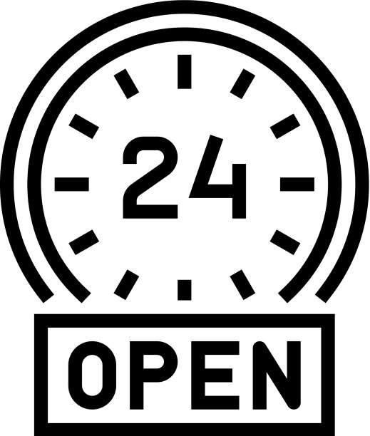 全天候工作汽车旅馆线图标图片下载