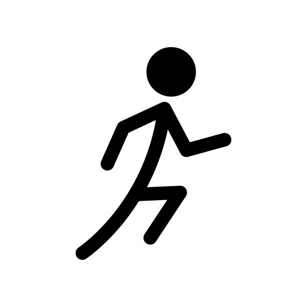 人的偶像。运行的象征。人的剪影。手绘图标。图片下载