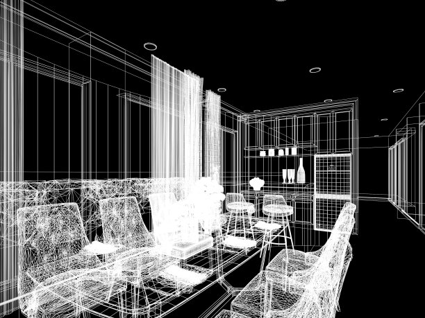 室内餐厅抽象草图设计图片下载