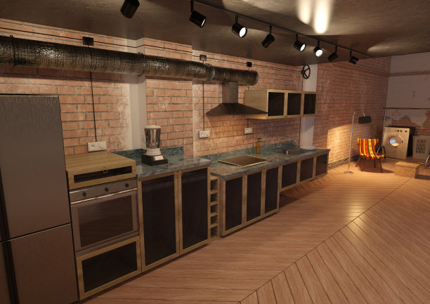 3D插图旧工业风格公寓图片下载
