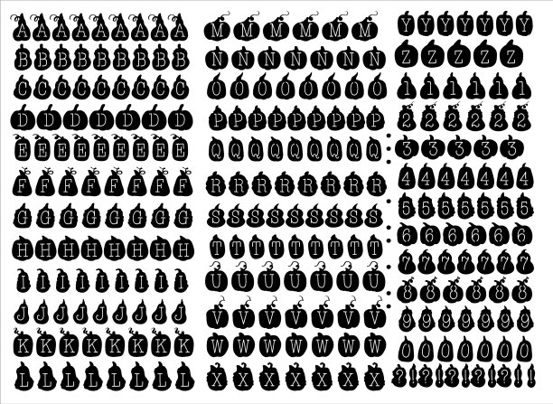南瓜的形状的字体字母图片下载
