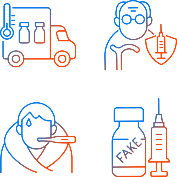 Covid传播预防渐变线性图标设置图片下载