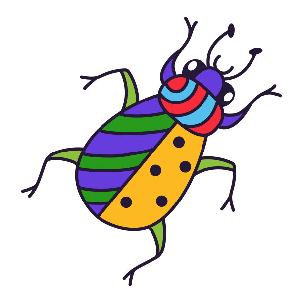 虫虫五彩缤纷的卡通可爱图标图片下载