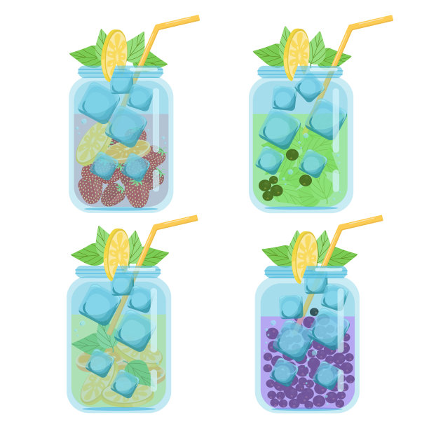 鸡尾酒搭配鲜亮多汁的水果图片下载