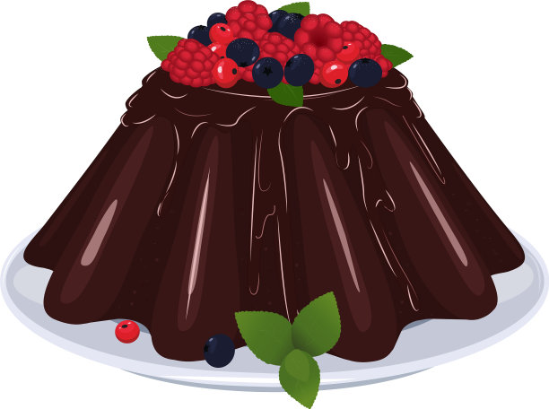 巧克力蛋糕加巧克力奶油和浆果图片下载