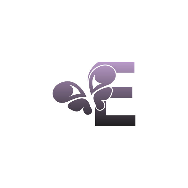 字母e与蝴蝶图标的标志设计图片下载