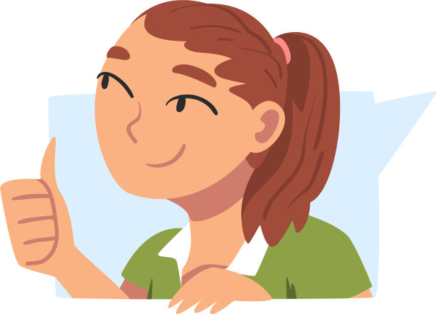 开朗的女孩，表现出赞同或喜欢的姿态图片下载