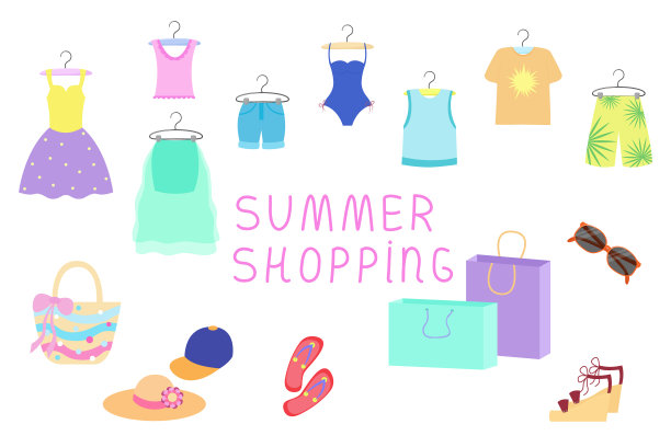 夏装集孤立夏装购物图片下载