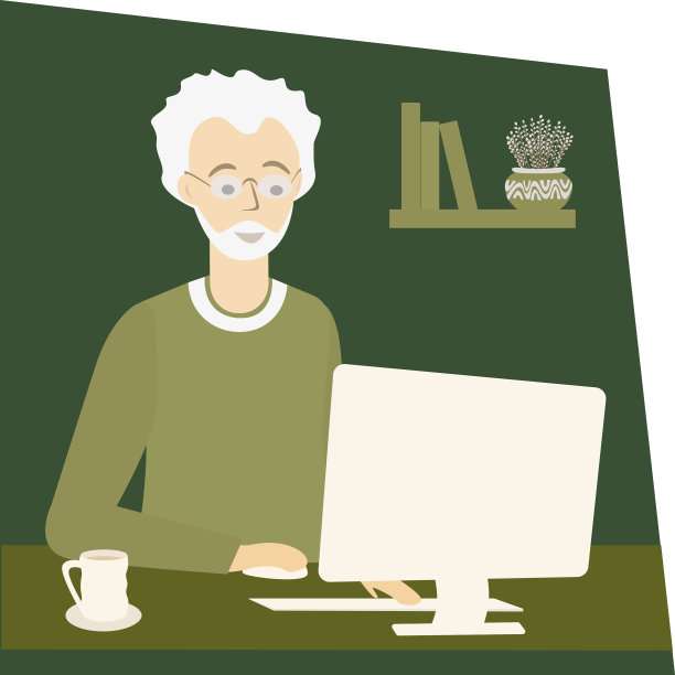 老人在家工作自由职业概念图片下载