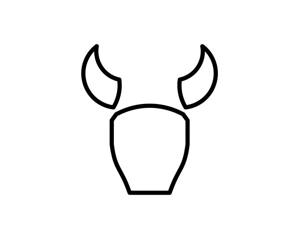 德州长角公牛标志孤立的公牛正面图片下载