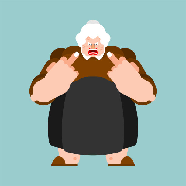 愤怒的老教师。不满的老妻子。矢量插图9月1日图片下载