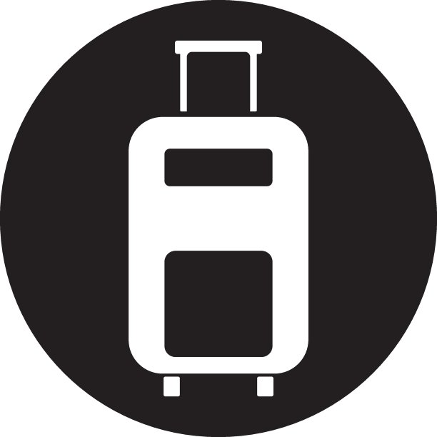黑色圆圈背景上的旅行包图标图片下载
