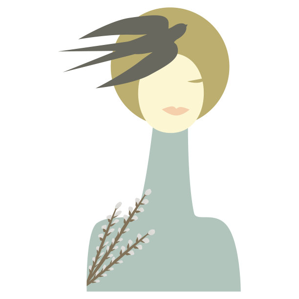 现代女孩肖像春前视图图片下载