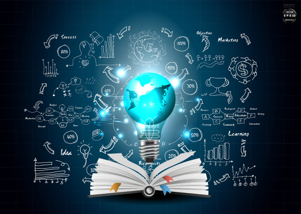 插画业务。设计创意和概念思维。为了成功，计划，思考，搜索，分析，沟通，未来的想法，创新技术现代。矢量图片下载