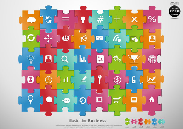 插画业务。设计创意和概念思维。为了成功，计划，思考，搜索，分析，沟通，未来的想法，创新技术现代。矢量图片下载