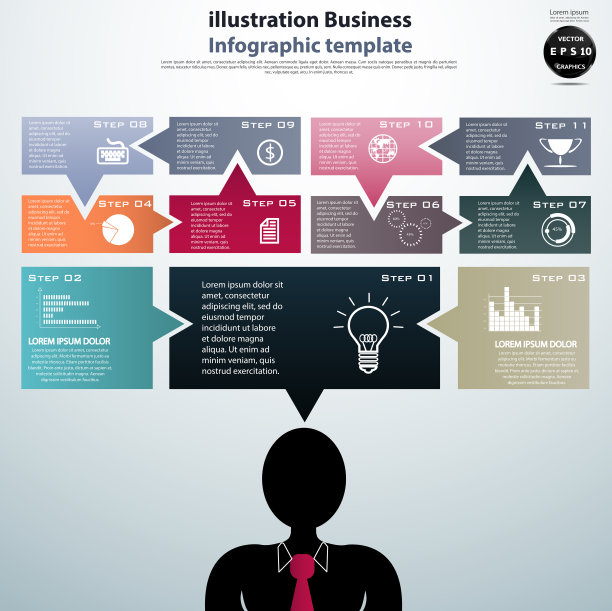 插画商业设计绘画艺术构思和概念思考创意。为了成功，计划，思考，搜索，分析，沟通，未来的想法，创新的技术现代。图片下载