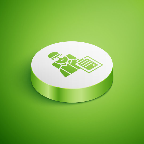 带着纸板箱图标的等距快递员图片下载