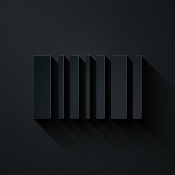 剪纸条码图标隔离在黑色图片下载