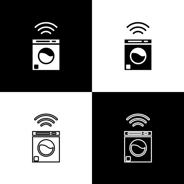 设置智能洗衣机系统图标隔离在黑色和图片下载