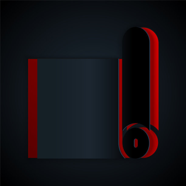 剪纸健身垫卷图标孤立在黑色图片下载