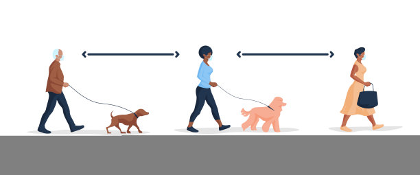 两名女性和一名成年男性保持社交距离。概念流行病和冠状病毒。图片下载