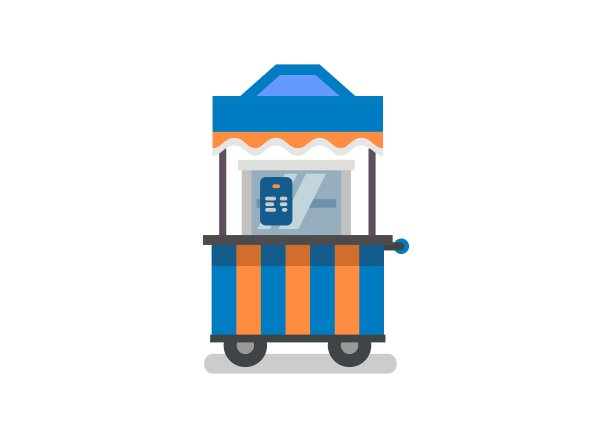 食品供应商的车。简单的平面插图图片下载