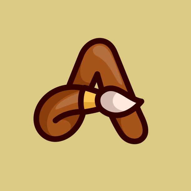 用画笔做成的字母标志。图片下载