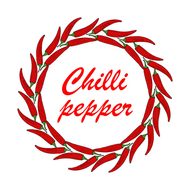 手画红辣椒的花环图片下载