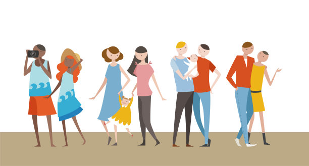 街上有各种各样的情侣。图片下载