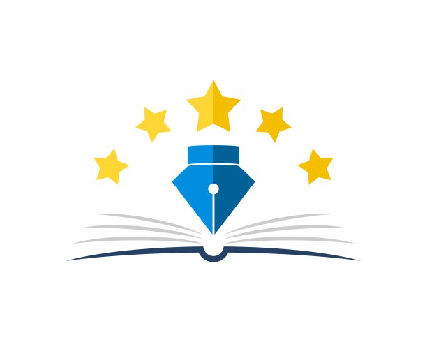 摘要打开书与钢笔和星号在顶部图片下载