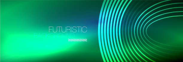 暗抽象背景与发光的霓虹灯圈图片下载