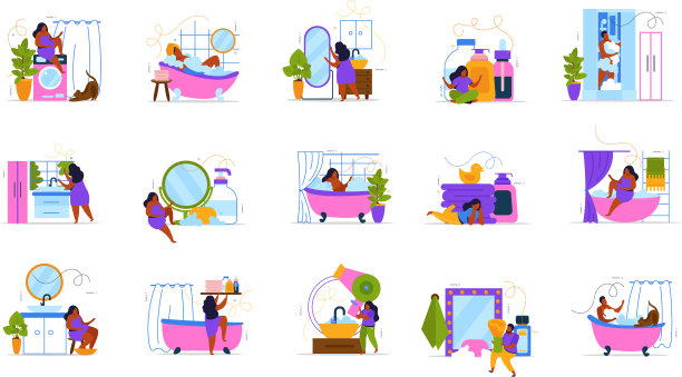 洗澡时间平重新着色设置图片下载