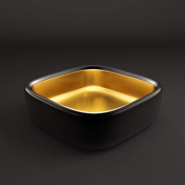 美丽的节日礼物包装，里面金色的黑色背景。3d插图，3d渲染。图片下载