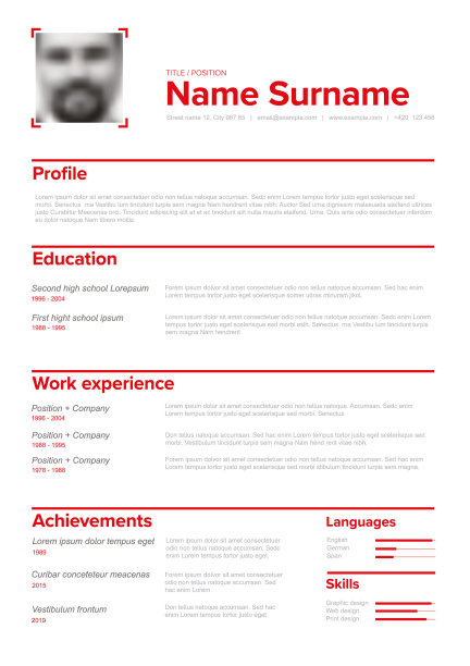 极简简历简历模板与红色口音图片下载