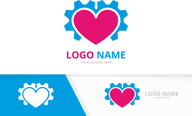 心脏和齿轮标志组合技术图片下载